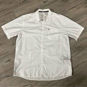 White Casual Button Down Shirt with Short Sleeves​